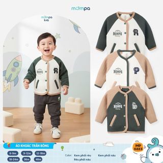  Áo khoác chần bông cho bé Mompa 6 tháng - 4 tuổi vải Cotton mềm mại ấm áp cúc giữa 0223 