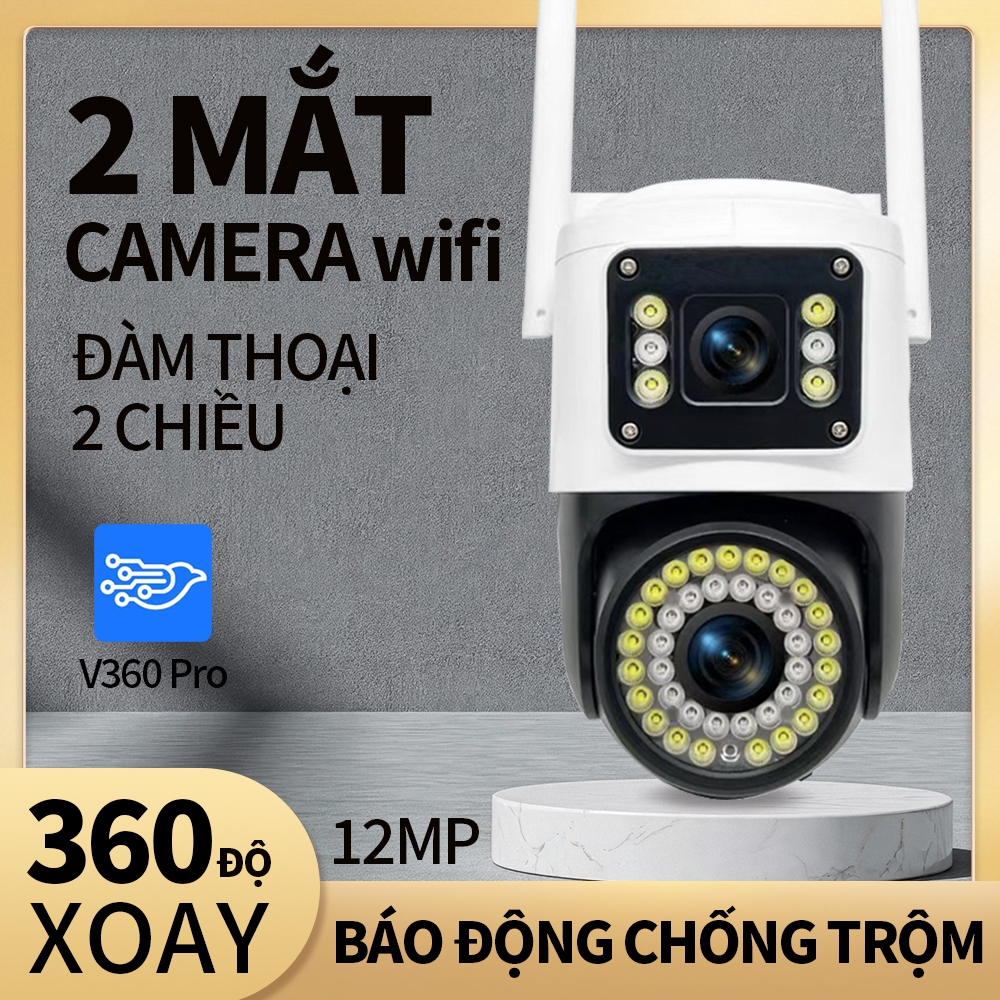 Camera Phong Nhãn Wifi 2 Mắt giám sát Ngoài Trời Không Dây Ip66 Thông Minh chống nước an toàn V360Pro 8.0mpx Siêu Nét
