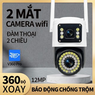 Camera Phong Nhãn Wifi 2 Mắt giám sát Ngoài Trời Không Dây Ip66 Thông Minh chống nước an toàn V360Pro 8.0mpx Siêu Nét