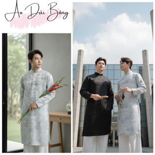 Áo Dài Cách Tân Nam Nguyên Phong Họa Tiết Vải Gấm Kéo Khóa Sau có Đệm Cầu Vai - Áo Dài Bông