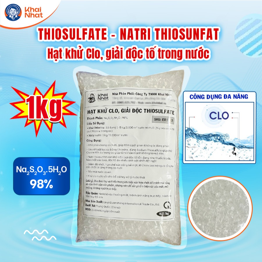 Sodium Thiosulfate (Na2S2O3 >98%)- Natri Thiosunfat hạt 8-10mm,khử clo,giảm phèn,sạch nước (1kg/gói)