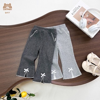  Quần cho bé COCANDY -Quần legging dài ĐEN,XÁM ĐẬM ống loe nhấn nơ Q417 