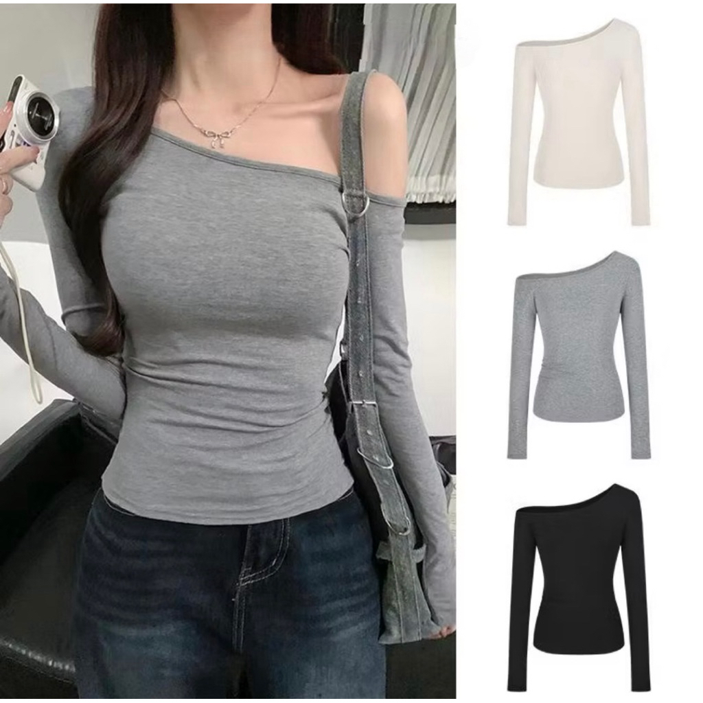 QQC50 Áo thun dài tay lệch vai body hãng Mosequeen