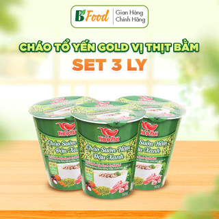 3 Ly Cháo Đậu Xanh Thịt Bằm Sấy, Bột Sườn Hầm Yến Lộc Phát, tiện lợi cho nhân viên văn phòng - 46g