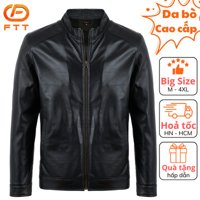 Áo khoác da thật nam cao cấp FTT Leather chất liệu da bò và da cừu bền bỉ không bong, tróc, nổ AD201
