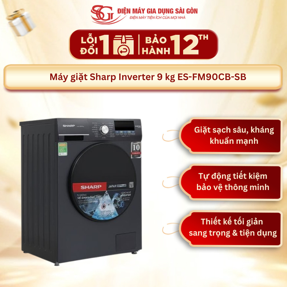 Máy giặt Sharp Inverter 9 kg ES-FM90CB-SB