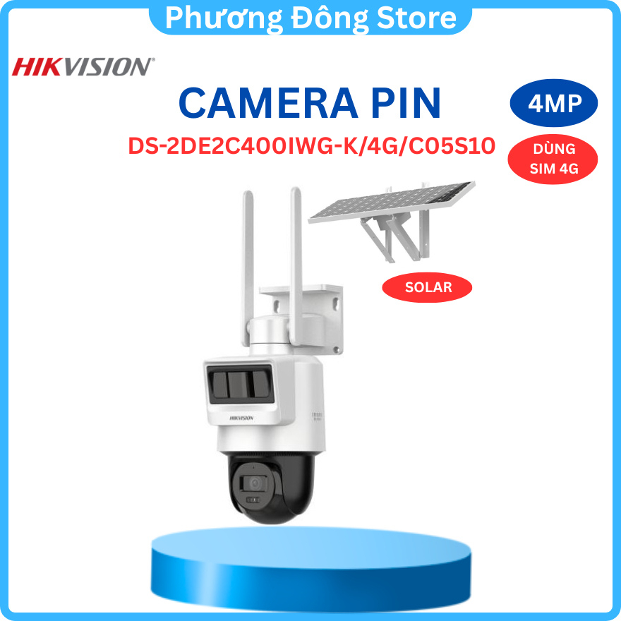 Camera IP Dùng sim 4G Hikvision DS-2DE2C400IWG-K/4G/C05S10 Tặng kèm pin Năng lượng Mặt trời