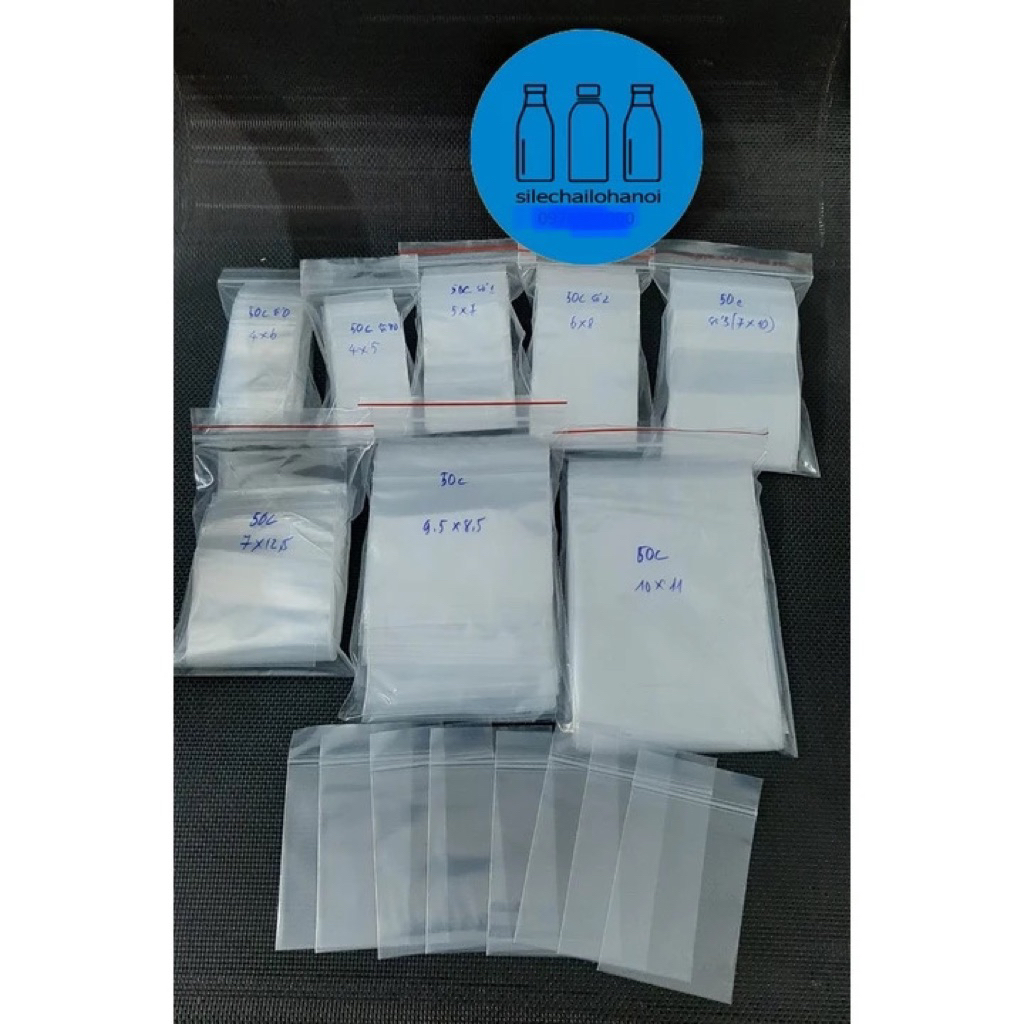 50 chiếc túi zip mỏng mép miết trắng