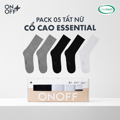 Hộp Pack 5 tất vớ nữ cổ cao Cotton dệt lưới thoáng khí kháng khuẩn - ONOFF 16AR25A480