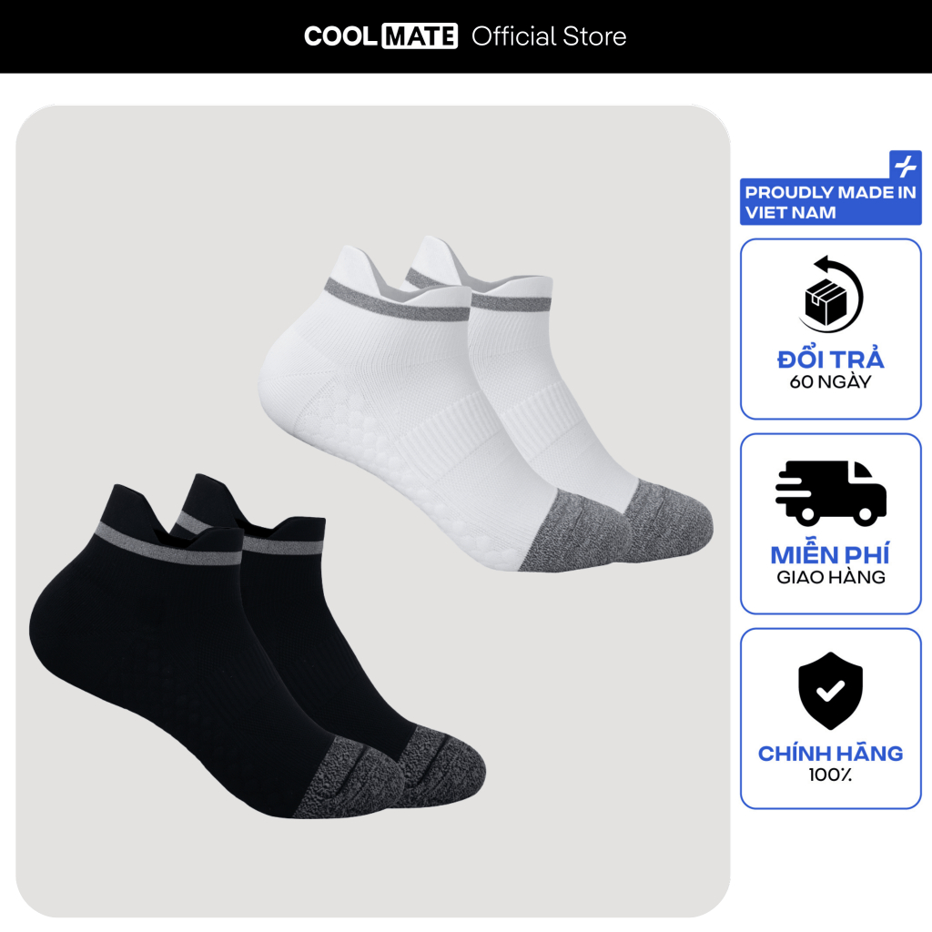 [SALE TẾT-MỚI]Combo 2 Đôi Tất Vớ thể thao unisex chạy bộ Cổ Trung Reflective Running Socks Coolmate
