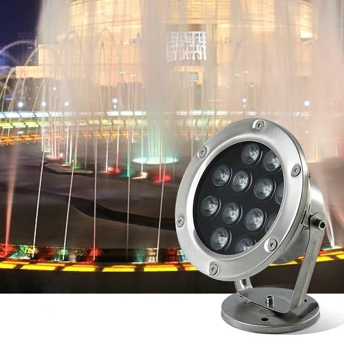 Đèn LED âm nước 12W chân đế chiếu sáng đài phun nước tiểu cảnh hồ cá