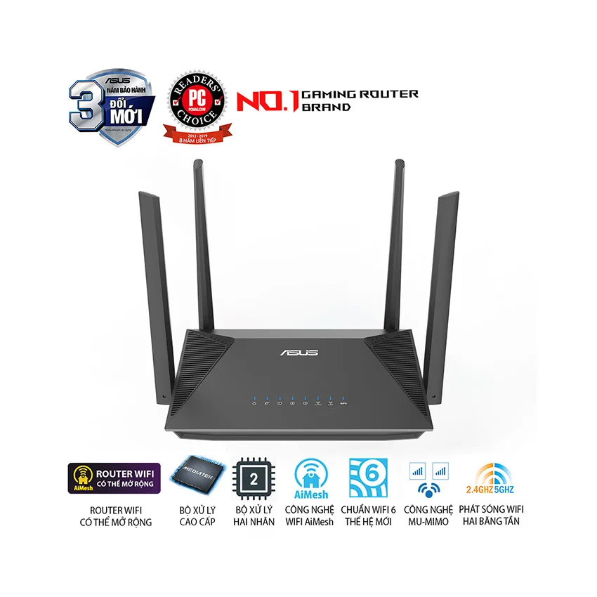 Bộ phát wifi Asus RT-AX52 ((WiFi 6, Chuẩn AX1800, AiMesh) HACOM PC