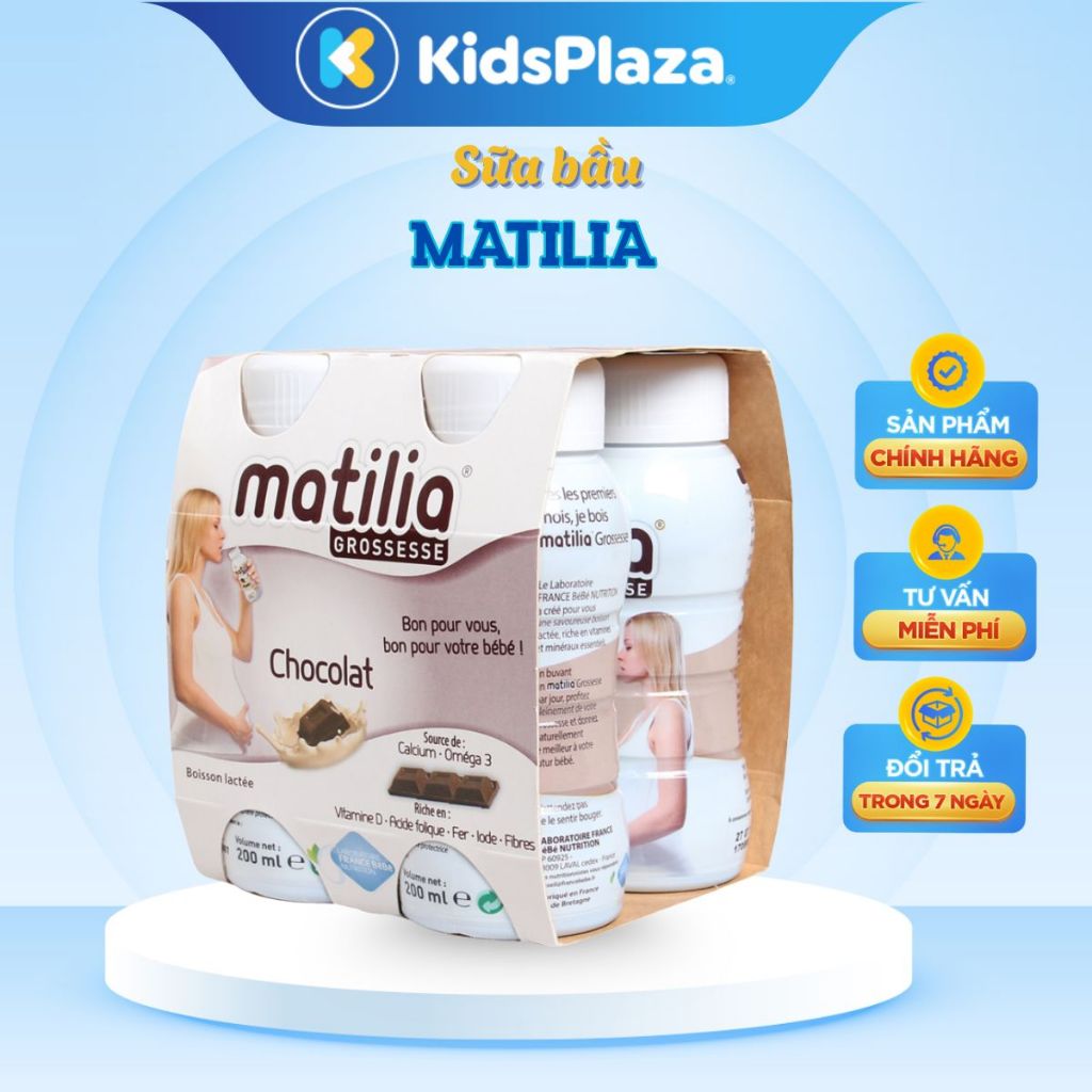 Sữa Bầu Matilia Vị Bích Quy/ Vani/ Dâu/ Socola chính hãng (Lốc 4 Hộp) - Chính hãng KidsPlaza