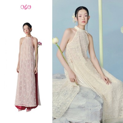Áo dài OLV cổ yếm ren hoa nữ tính Liên Dung và Lạc Anh phù hợp dịp lễ tết (Không kèm quần)