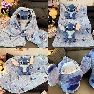 [Stitch Kèm Chăn] Gấu Bông Stitch Xanh Cực Đáng Yêu 40cm – Thú Nhồi Bông Cao Cấp Kèm Chăn Mềm Mịn 1mx1m5 - Berry Bear