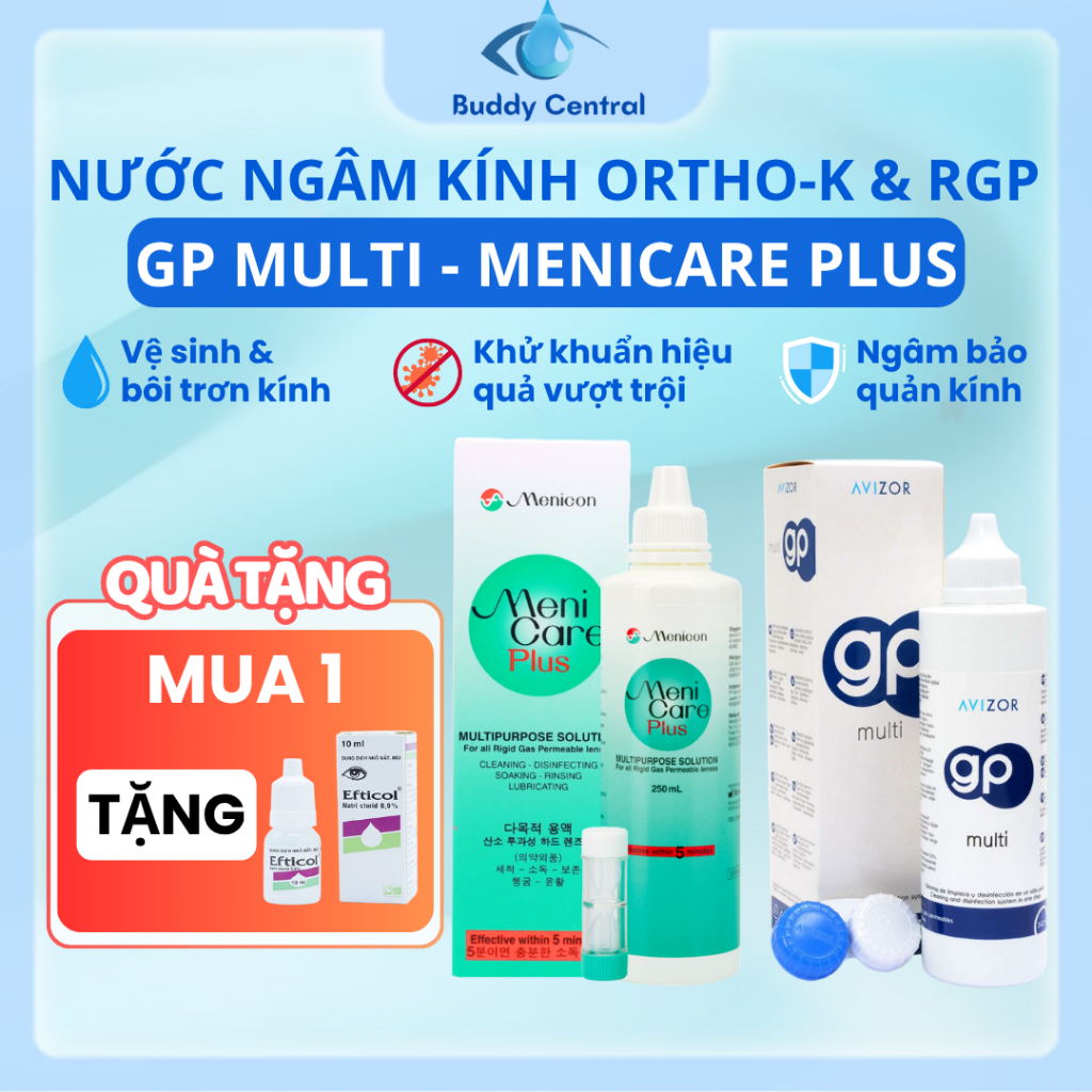  Nước ngâm lens Menicare Plus 250ml   Avizor GP Multi nước ngâm lens cứng Ortho K - Buddy Central 
