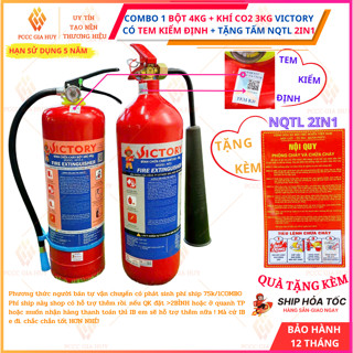  {Có Kiểm Định}Combo 1 bình chữa cháy bột 4kg +1 bình khí co2 3kg có kiểm định-Tặng nội quy tiêu lệnh 2IN1 