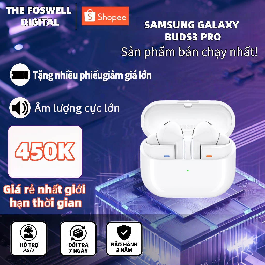 Tai Nghe Bluetooth Galaxy Buds 3 Pro- Âm Thanh Siêu Bass- Pin 24H- Kháng Nước, Bụi IP57- Bluetooth 5.4