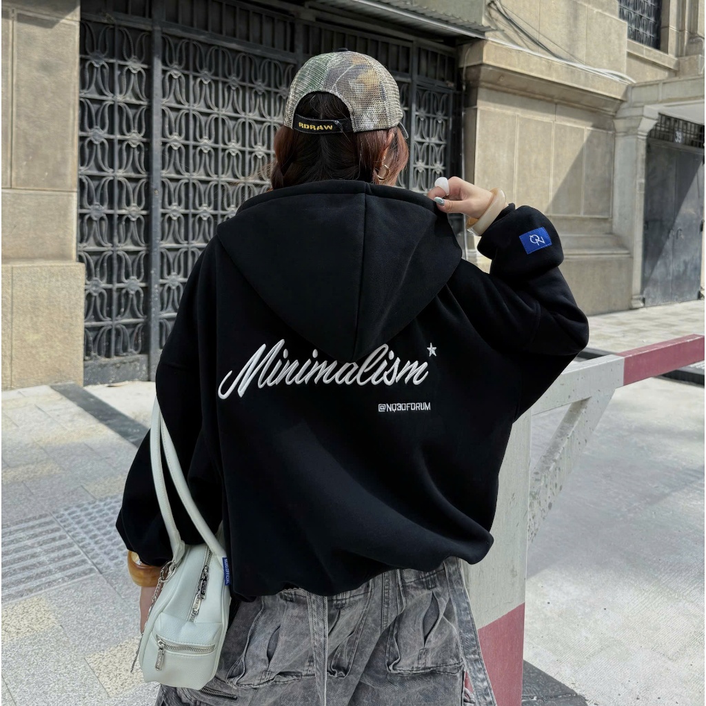 Áo Khoác Hoodie Zip Nỉ Cotton Thêu Nổi NQ30 BLISS Form Boxy Nam Nữ Unisex | BigBuy360 - bigbuy360.vn
