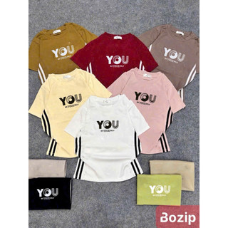 Áo thun porip tay ngắn kiểu dáng BABY TEÊ in chữ YOU