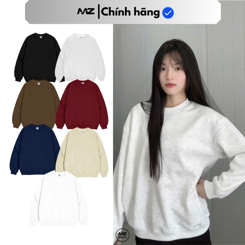 [DEAL MỞ BÁN]  Áo sweater nỉ bông trơn basic nam nữ form hack dáng chiều cao MS006