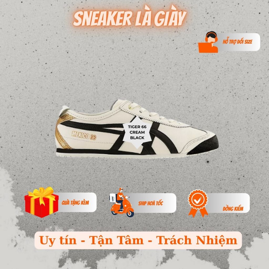 Giày Thể Thao Nam Nữ Màu Black Gold - Mã Mãnh Hổ 66