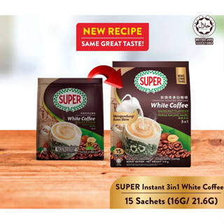    Bao Bì Mới   Cà Phê Trắng Super Vị Hạt Phỉ - Super White Coffee Hazelnut Malaysia  15 Gói x 21g  