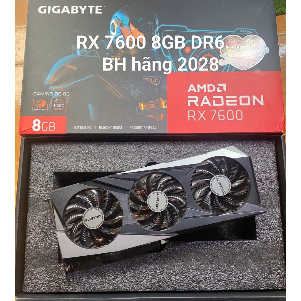 Card màn hình Gigabyte RX 7600 GAMING OC 8GB DR6 3 Fan (hàng lướt, BH hãng 2028 )