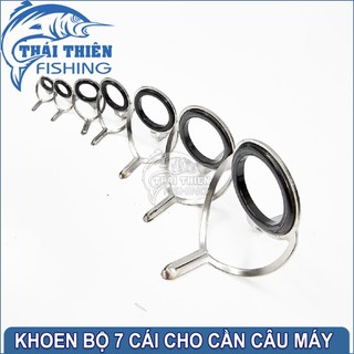 🎣 Bộ 7 Khoen Cần Câu Máy – Khoen Sứ 3 Chân Chống Gỉ Cao Cấp