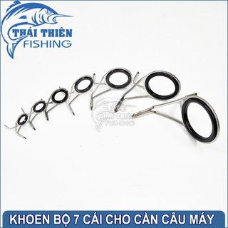 🎣 Bộ 7 Khoen Cần Câu Máy – Khoen Sứ 3 Chân Chống Gỉ Cao Cấp