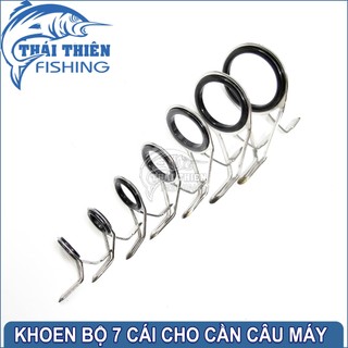 🎣 Bộ 7 Khoen Cần Câu Máy – Khoen Sứ 3 Chân Chống Gỉ Cao Cấp