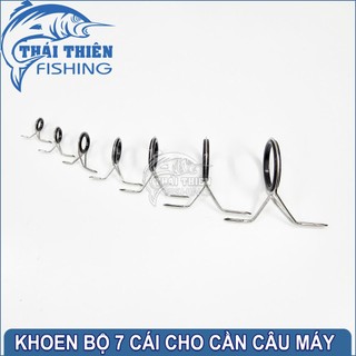 🎣 Bộ 7 Khoen Cần Câu Máy – Khoen Sứ 3 Chân Chống Gỉ Cao Cấp