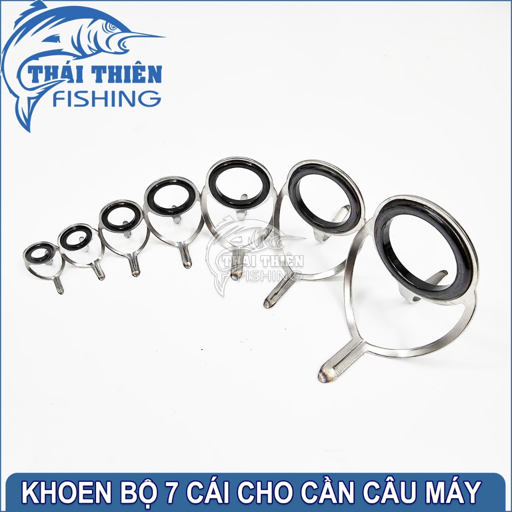 🎣 Bộ 7 Khoen Cần Câu Máy – Khoen Sứ 3 Chân Chống Gỉ Cao Cấp