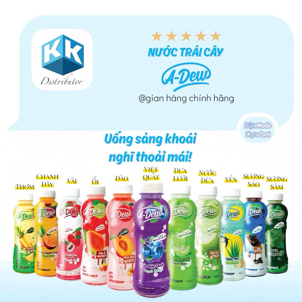 Lốc 6 chai Nước Trái Cây Thạch Dừa Adew Lai Phú 450ml
