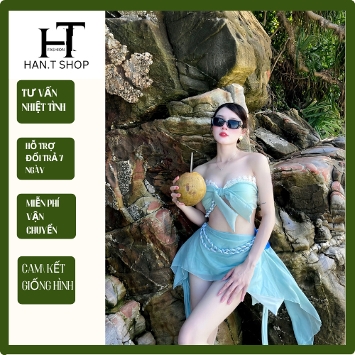 [ BKN 997 ] Bikini đồ bơi set thiết kế cao cấp đính HOA NGỌC LAN quyến rũ sang trọng HAN.T SHOP