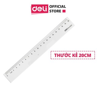 Thước Kẻ Nhựa Deli 20/30cm – Trong Suốt, Chất Liệu PS Bền, Chống Trầy Xước, Học Sinh & Văn Phòng