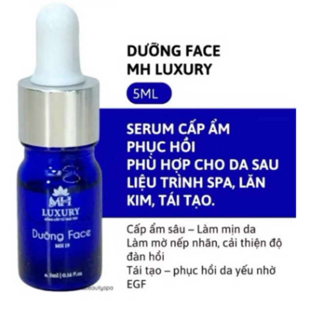 Serum phục hồi chuyên sâu Dưỡng Face MH LUXURY – Tinh chất cấp ẩm, làm dịu da ửng đỏ & căng bóng da sau peel tái tạo 5ml