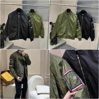  Áo Khoác Nam Trần Bông Mon.cle Xanh Đen Phối Khóa Tay Cao Cấp - Khoác Bomber Nam Mon.cle 2 Màu 