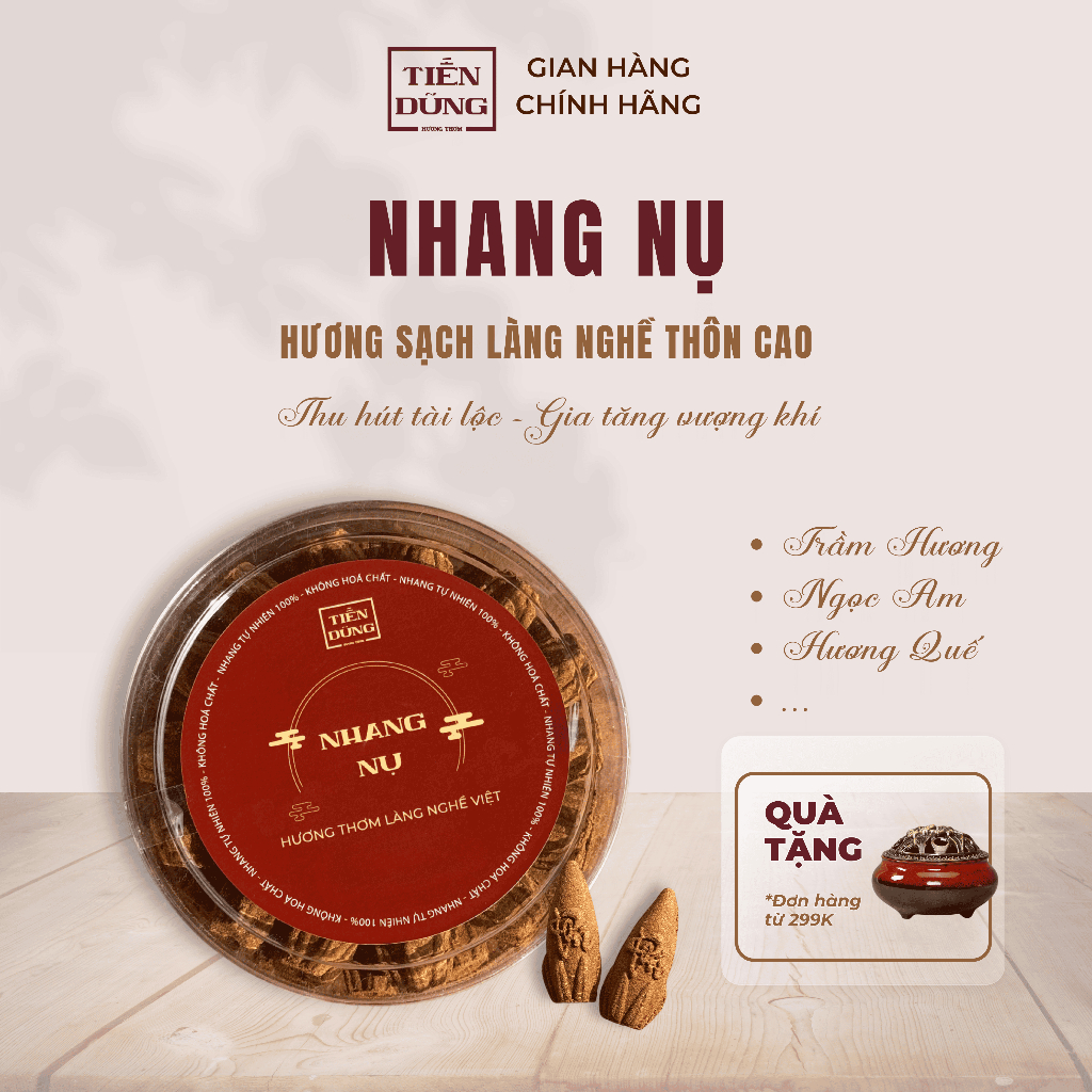 Nhang Nụ Tiến Dũng - Nụ Trầm Hương, Nụ Quế, Tùng Tháp, Ngọc Am, Bách Xanh, Thuốc Bắc, Trám Đen