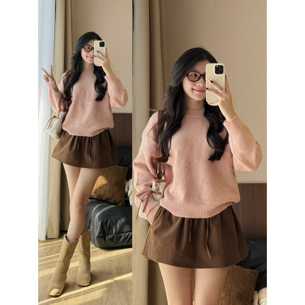 (ẢNH OLDSCHOOL) Chân váy quần kaki dáng ngắn chữ A rút dây dáng xoè CV118 | BigBuy360 - bigbuy360.vn