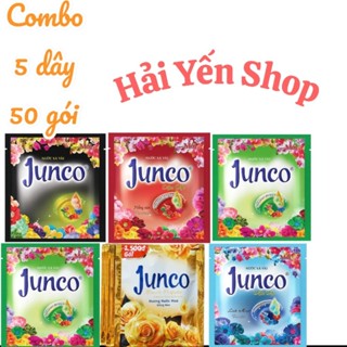  5 Dây JUNCO nước xả vải  đủ màu  50gói  lưu hương ,siêu tiết kiệm 