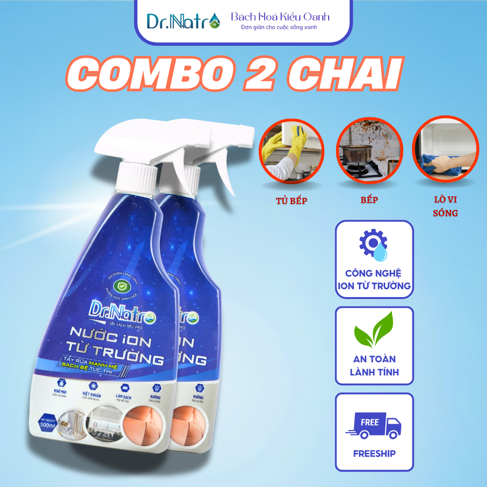 Combo 2 chai nước tây đa năng Dr Natro tẩy xoong nồi bếp cháy khét an toàn cho da tay