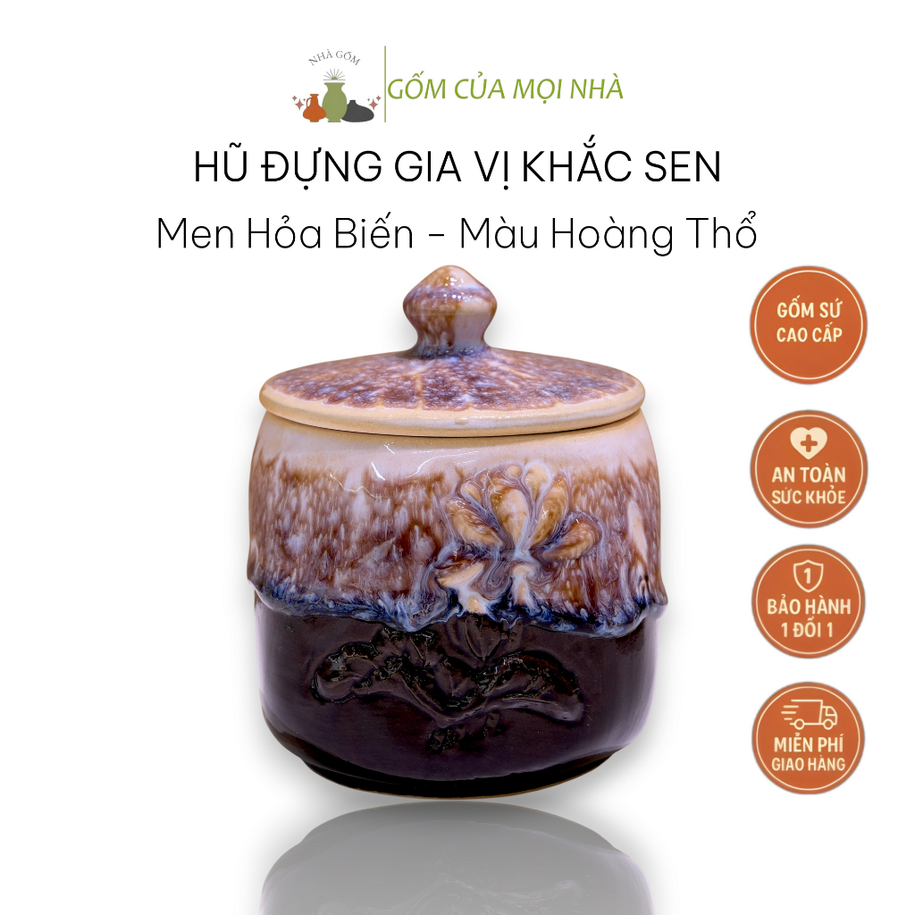 Hũ Gốm Sứ Đựng Gia Vị, Các Loại Hạt Khô, Hũ Đựng Mứt, Bánh Kẹo Đa Năng Men Hỏa Biến - Gốm Sứ Bát Trà