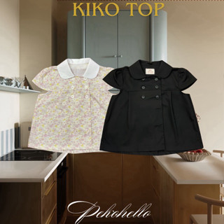   sẵn hoa PEKOHELLO - Áo babydoll cổ sen hoa nhí 6 cúc KIKO TOP 