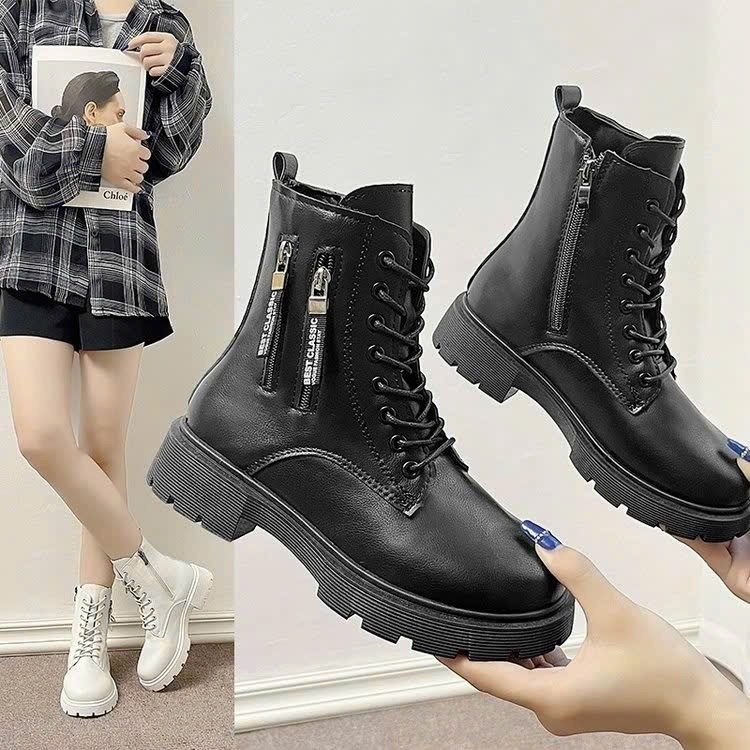 Boot Nữ Cổ Cao Martin Bốt Cổ Cao Đế Răng Cưa da lì và da Bóng Martin 331