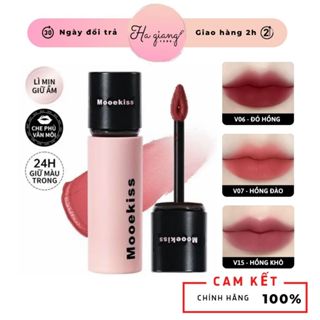  Son Kem Lì Mooekiss Velvet Lip Mud Nắp Đen Chất Nhung Bùn Lì V6 Đỏ Hồng V15 Hồng Đất 