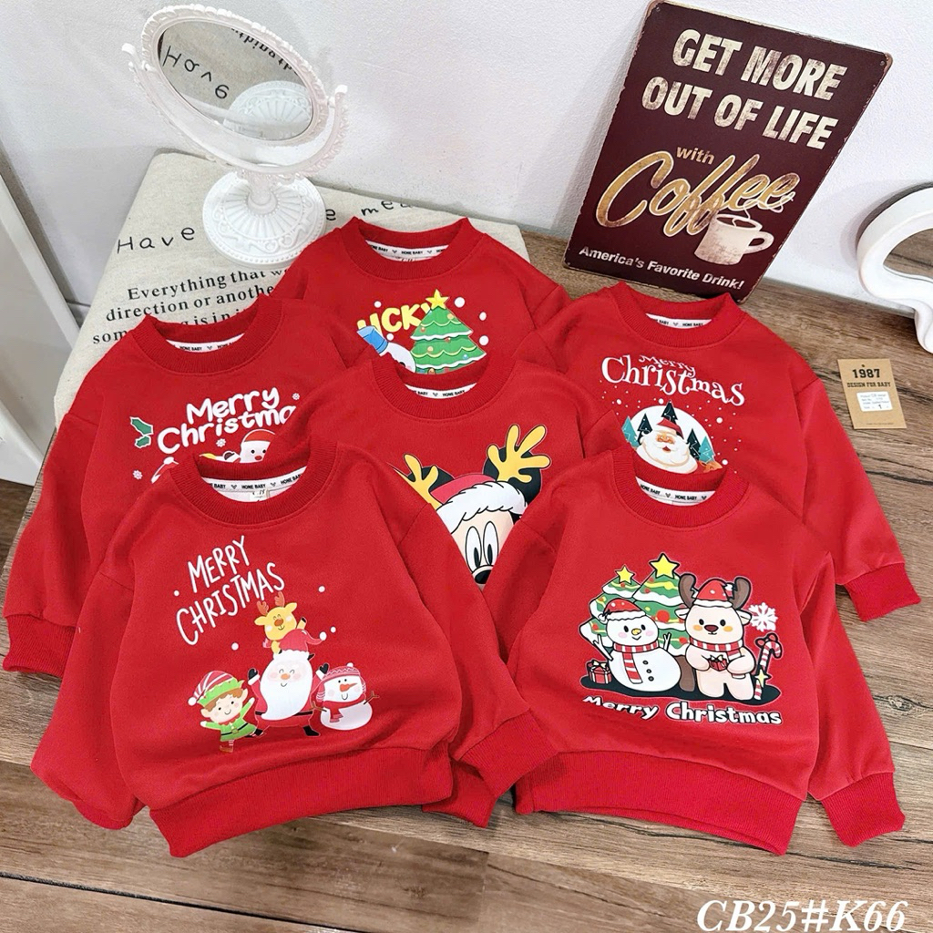 Bộ Giáng Sinh Cho Bé, đồ bộ noel cho bé gái/trai, Váy Đỏ Bé Gái, chất nỉ 2 da dày đẹp 9-28kg, Pam Ki