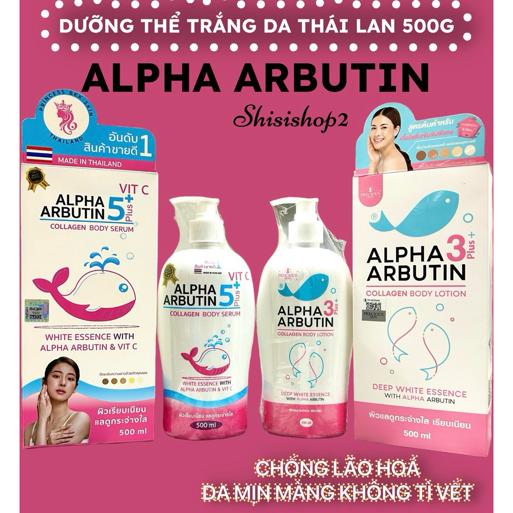 💐(TẶNG KÍCH TRẮNG) DƯỠNG THỂ TRẮNG DA ALPHA ARBUTIN 500ML THÁI LAN - Dưỡng Da Mịn Màng, Chống Lão Ho
