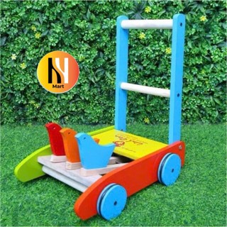 Xe Gà Tập Đi Bằng Gỗ Cho Bé Có Vòng Cao Su Chống Trượt. Đồ Chơi Trẻ Em Thông Minh