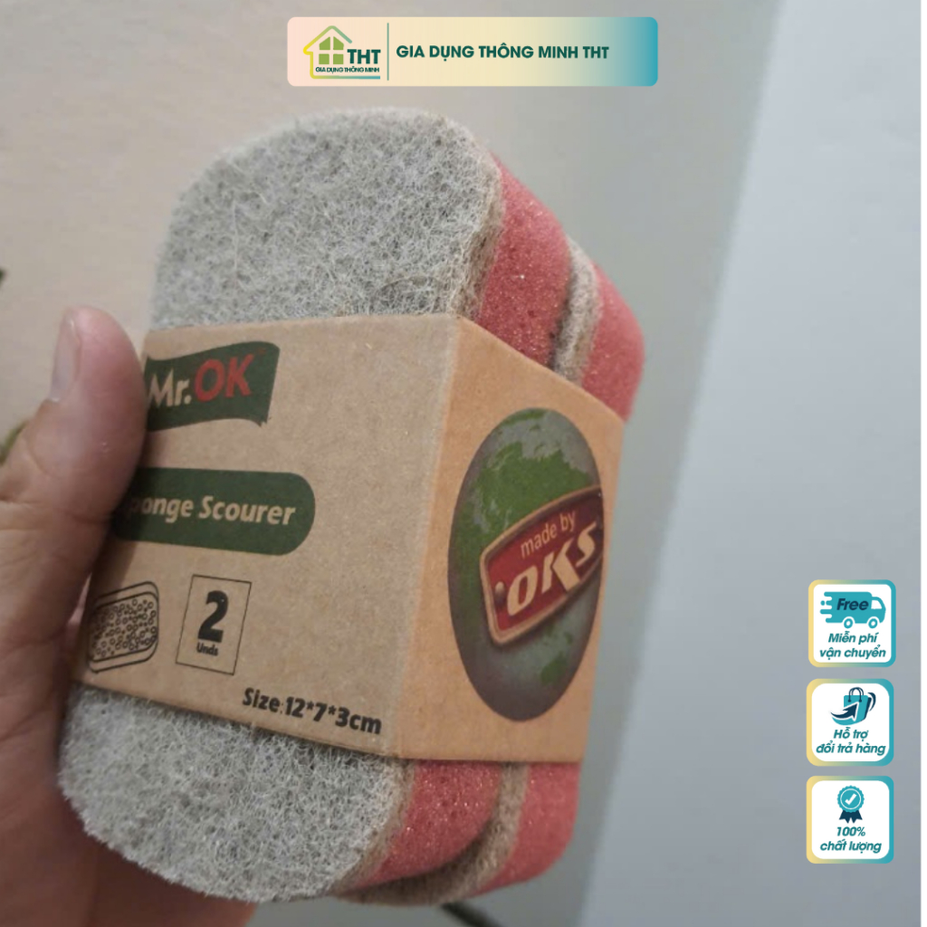 Set 2 mút xốp oks làm sạch rửa chén khối bọt biển - mút rửa chén dày độ cường độ cao - THT SHOP